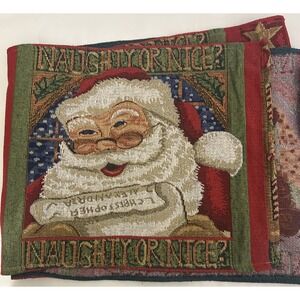 Unbranded Table Runner 69x13 Red Santa Claus Naughty Or Nice Tapestry